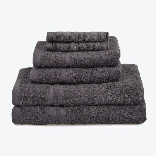 Charcoal Colour Hotel Essentials Cotton 6 Piece Towel Set